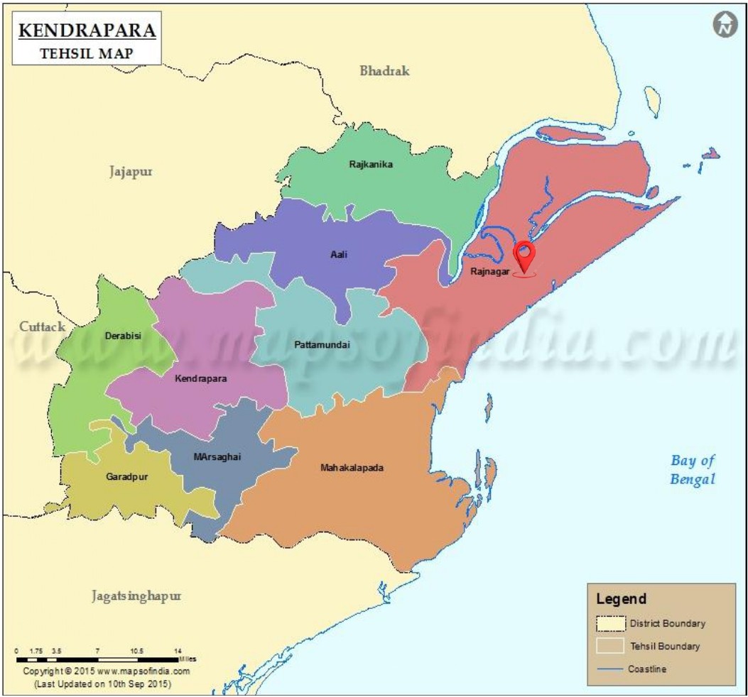 Kendrapara district map highlighting education blocks